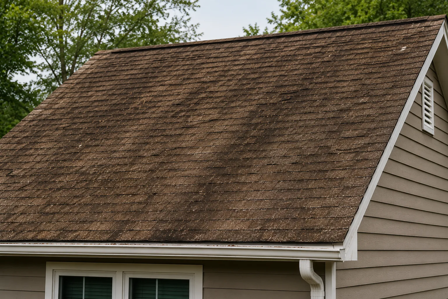 Roof that needs wash and Shingle Serum from The Attic Depot
